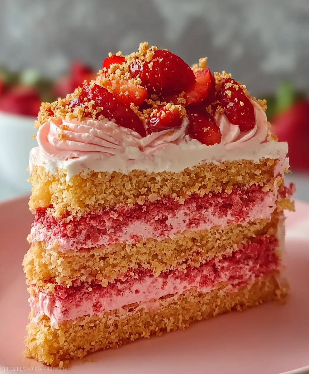 Strawberry Crunch Cake- Easy Delicious Dessert Recipe