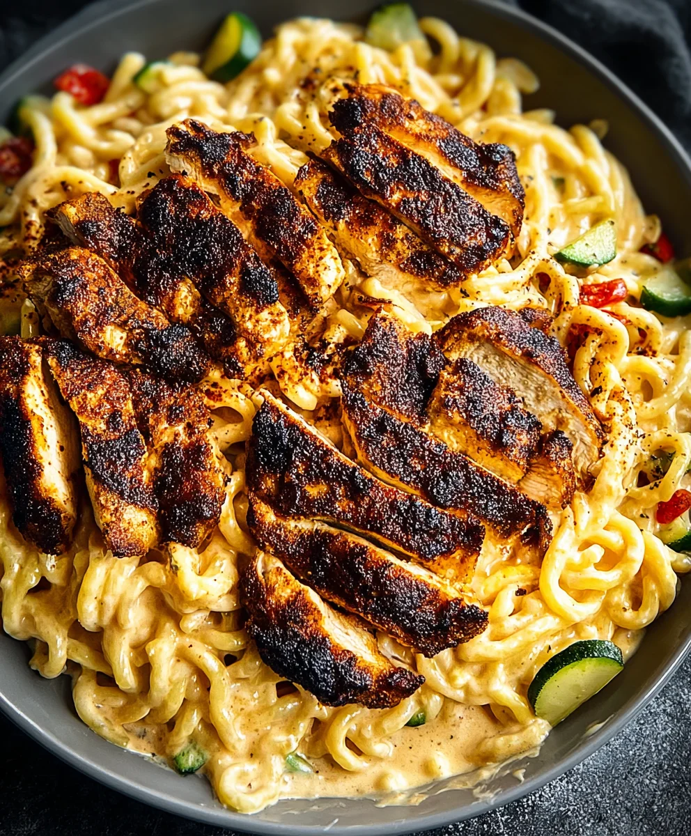 Blackened Cajun Chicken Alfredo Recipe-Spicy Creamy Pasta