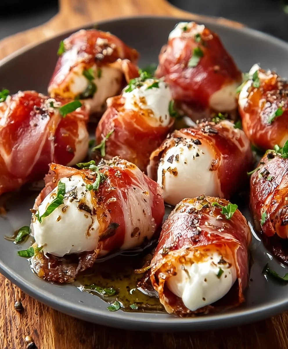 Beef Prosciutto Wrapped Beef Mozzarella Bites - Easy Appetizer