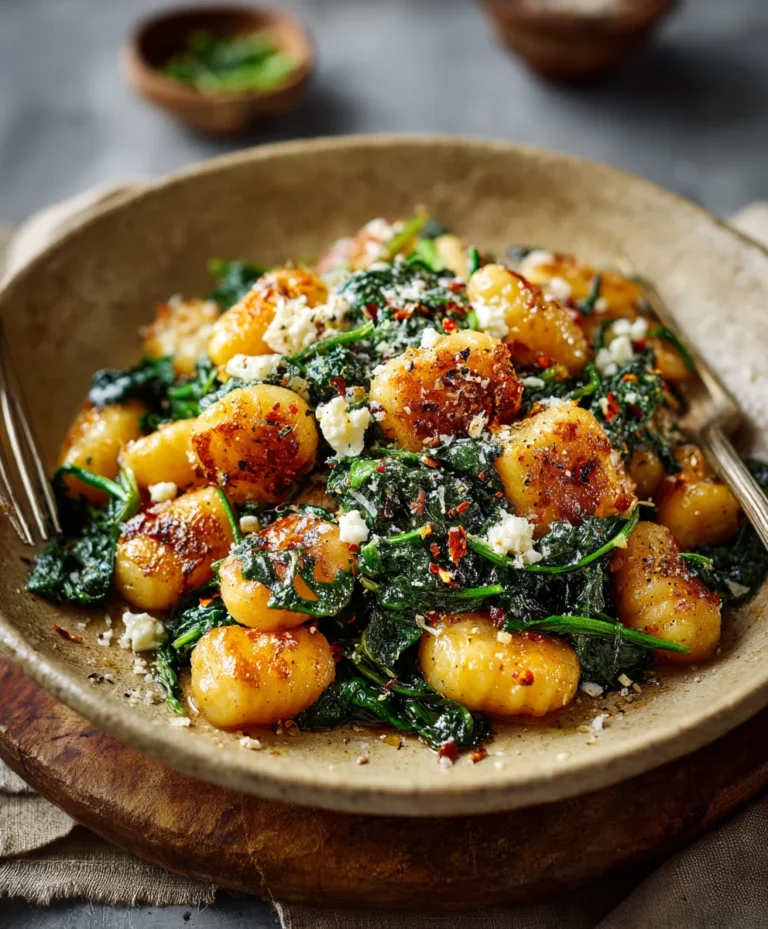 Crispy Gnocchi with Spinach & Feta – Easy & Delicious