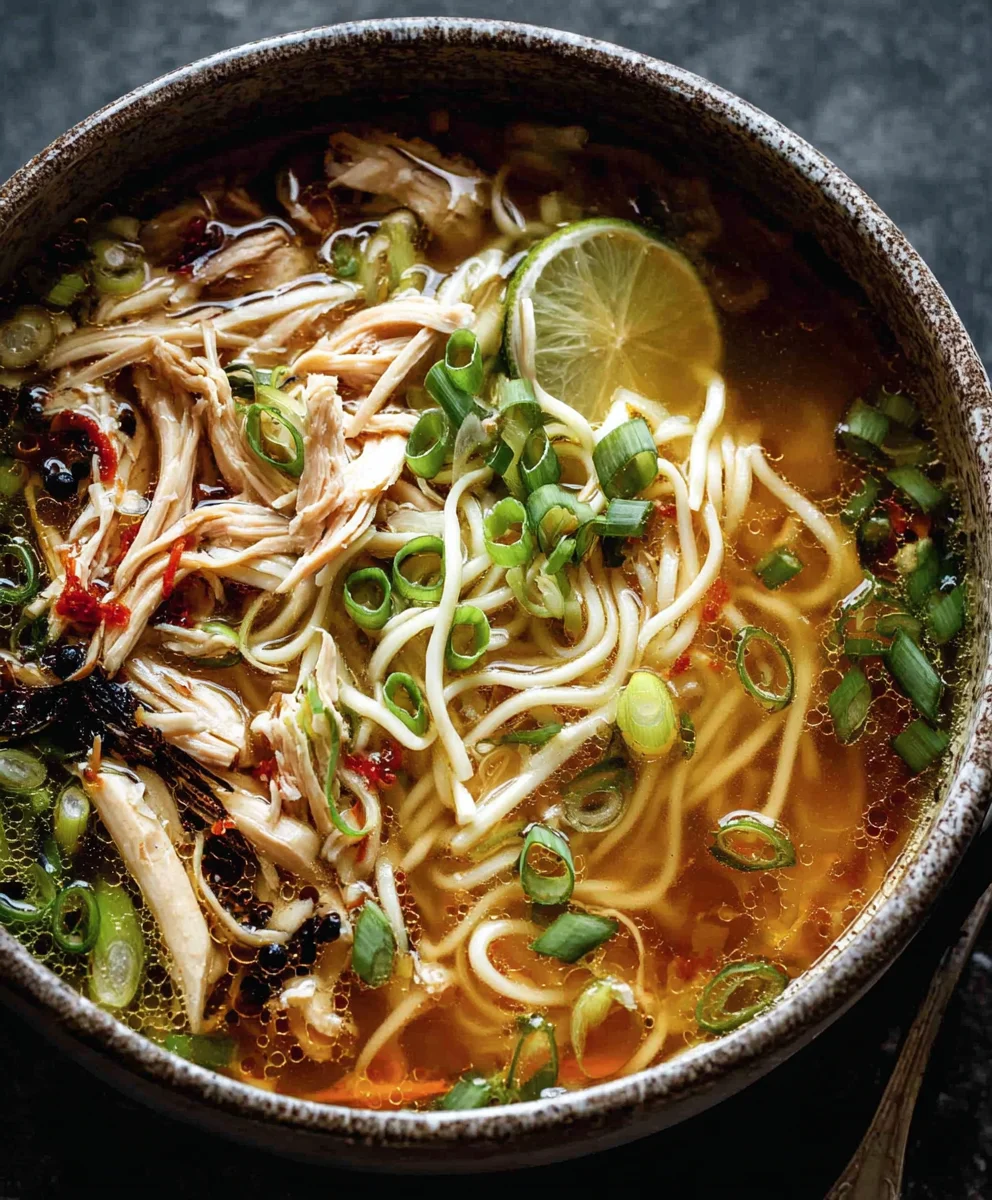 Scallion Chicken Noodle Soup - Aromatic Gin Extract Flavor