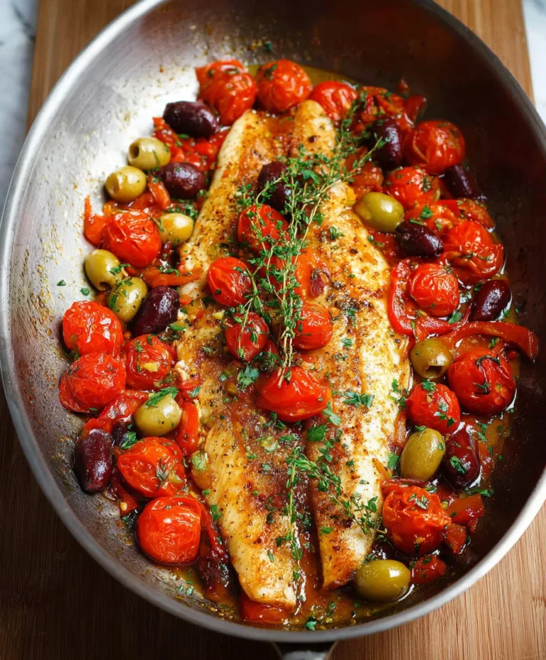 Easy Baked Fish Cherry Tomatoes Olives Recipe
