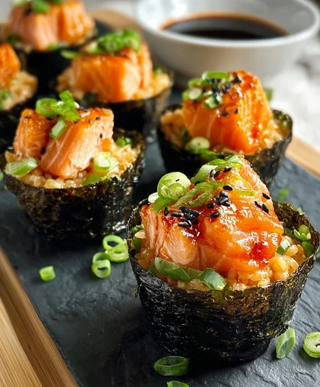 Spicy Salmon Sushi Cups