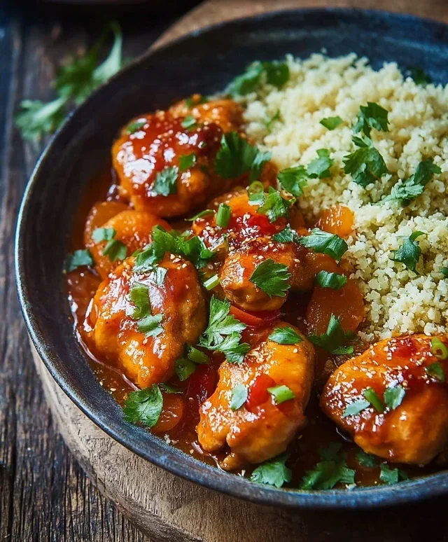 Sweet and Sticky 3 Ingredient Apricot Chicken with Cauliflower Rice