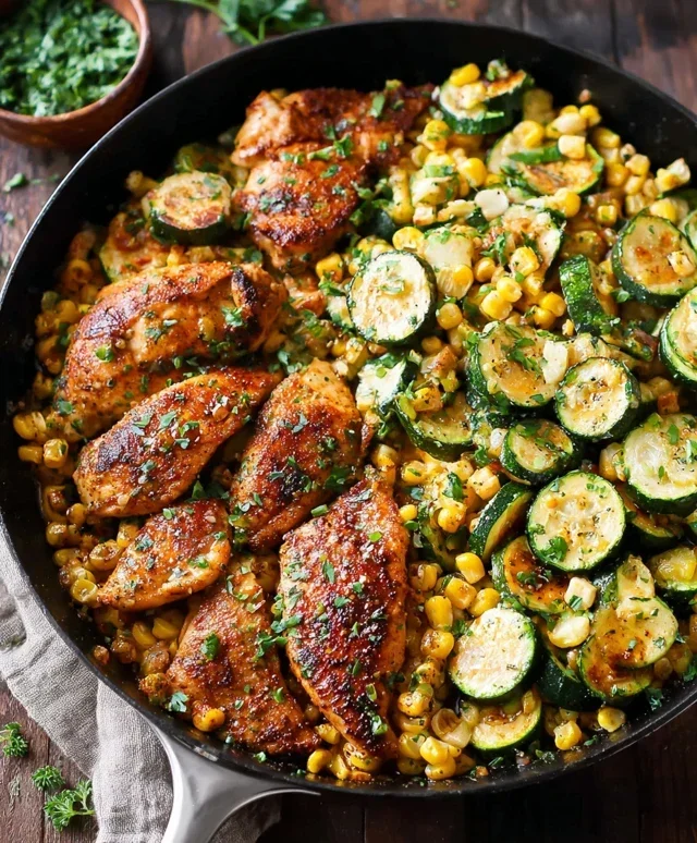 Garlic Butter Chicken with Zucchini and Corn - One-Pan, 30-Minute Meal