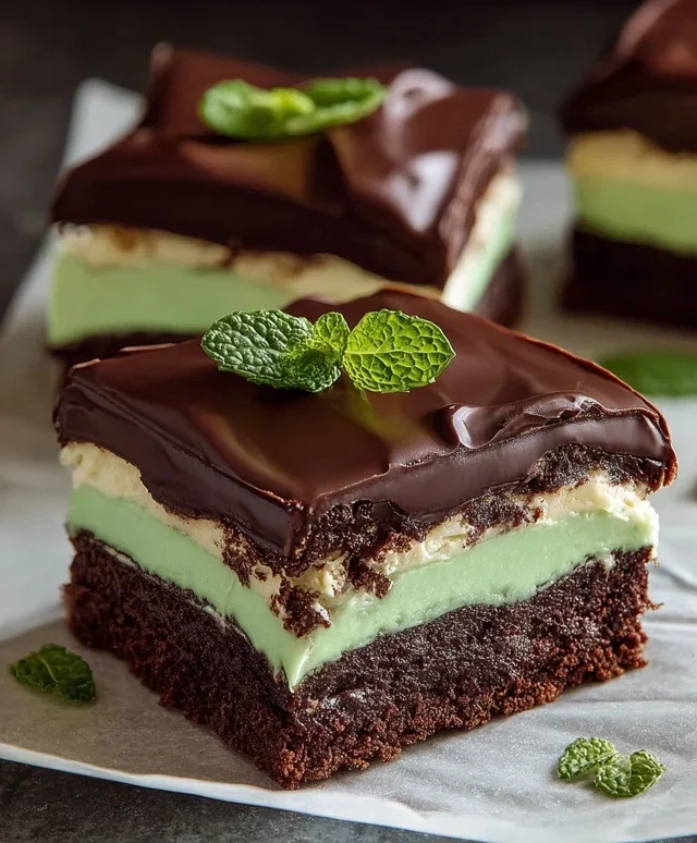 Triple-layer chocolate mint squares