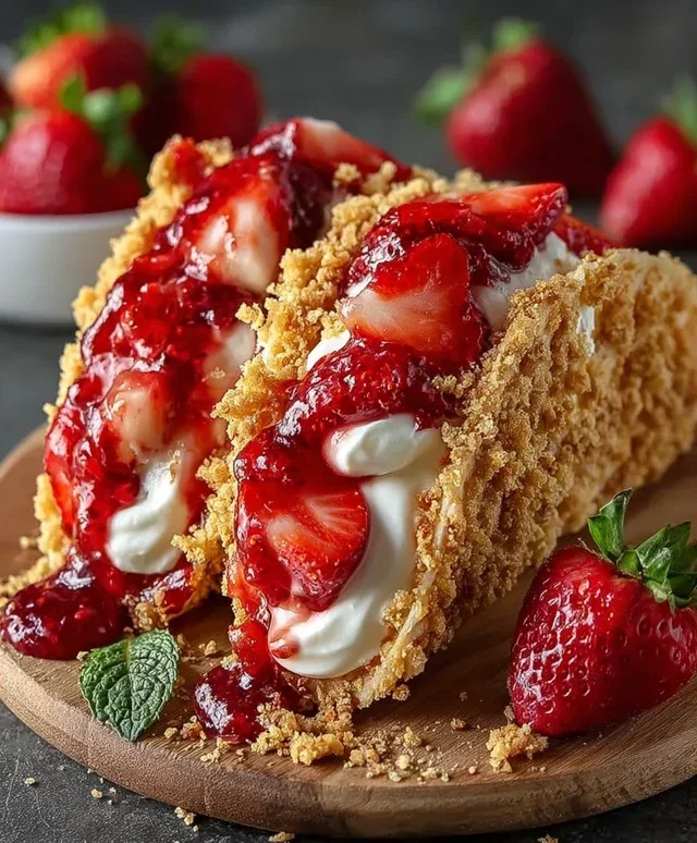 Strawberry Crunch Cheesecake Tacos