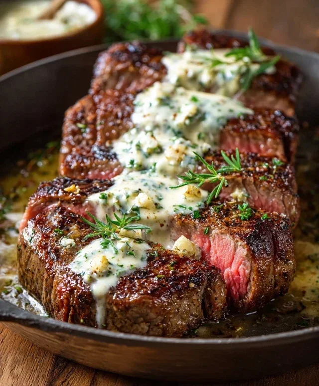 Garlic Butter Steak With Parmesan Cream Sauce