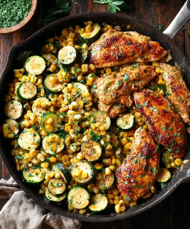 Garlic Butter Chicken with Zucchini and Corn - One-Pan, 30-Minute Meal