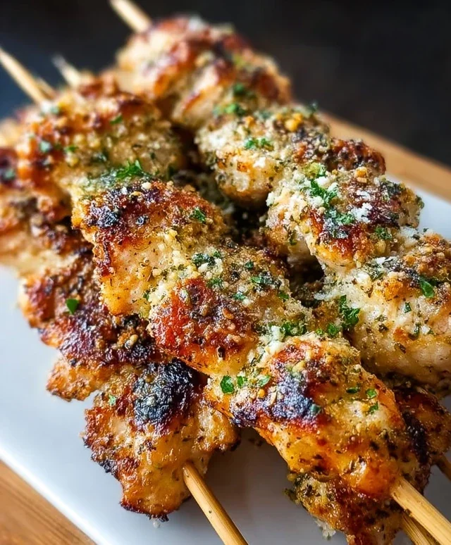 Ranch Garlic Parmesan Chicken Skewers