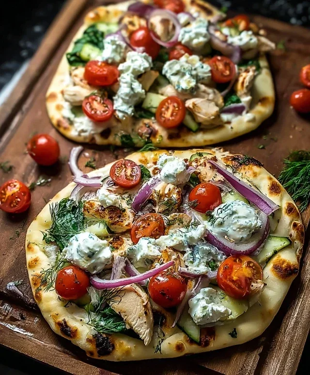 Tzatziki Chicken & Veggie Naan Pizza
