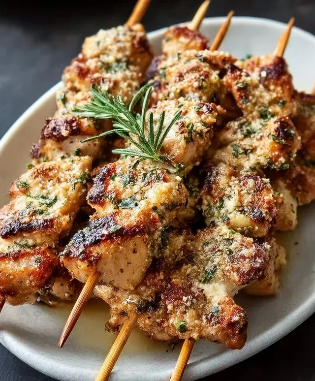 Ranch Garlic Parmesan Chicken Skewers