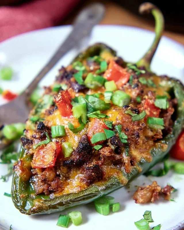 Brisket Stuffed Poblano Peppers