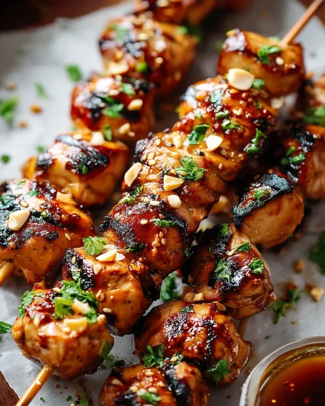 Easy Grilled Asian Chicken Skewers with Honey Garlic Sauce
