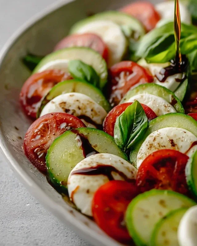 Fresh Cucumber Caprese Salad