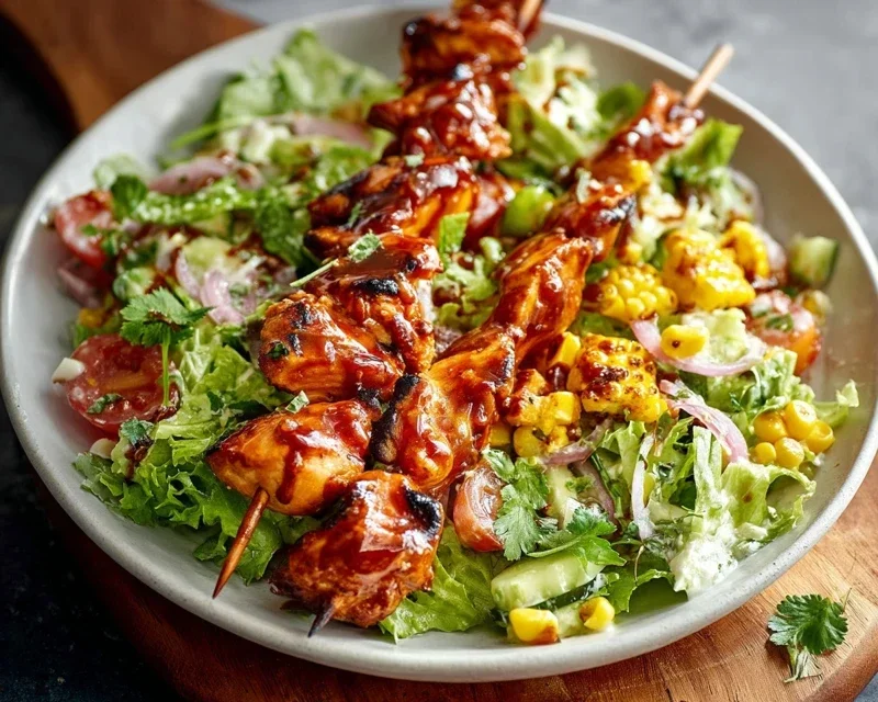 BBQ Chicken Skewer Salad