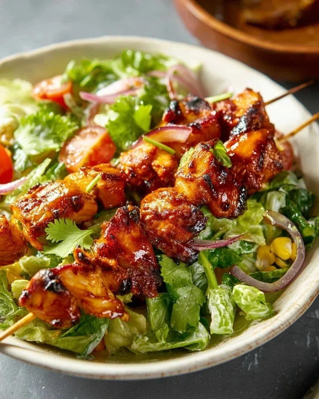 BBQ Chicken Skewer Salad