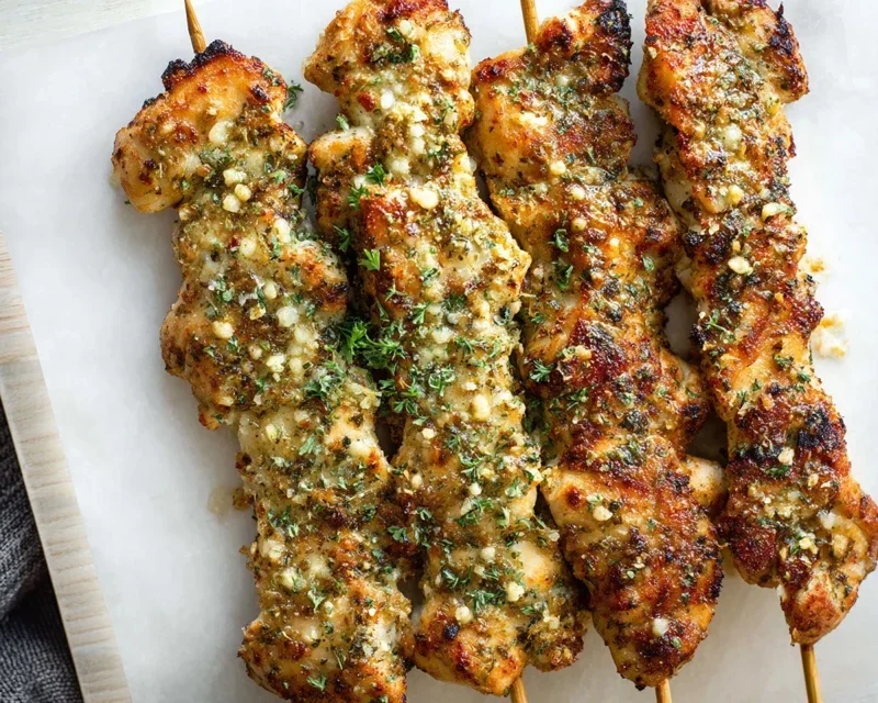 Ranch Garlic Parmesan Chicken Skewers