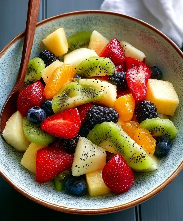 Fruit Salad with Honey-Lime Poppy Seed Dressing