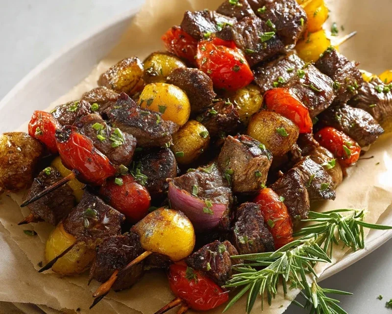 Rosemary Garlic Steak Kebabs