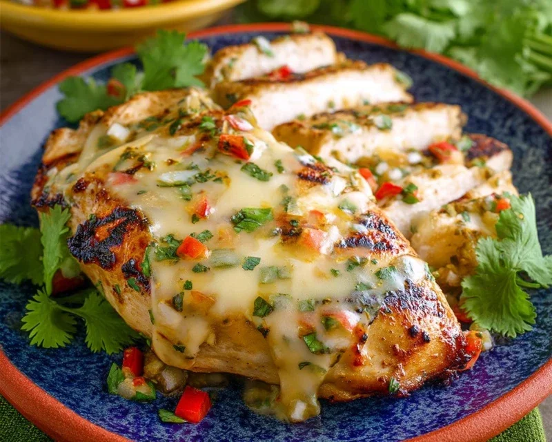 Grilled Salsa Verde Chicken with Pepper Jack