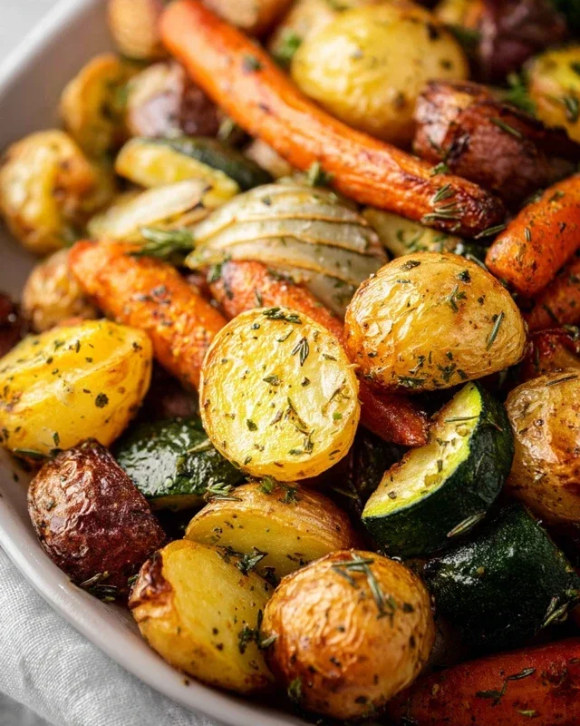 Garlic Herb Roasted Potatoes Carrots and Zucchini