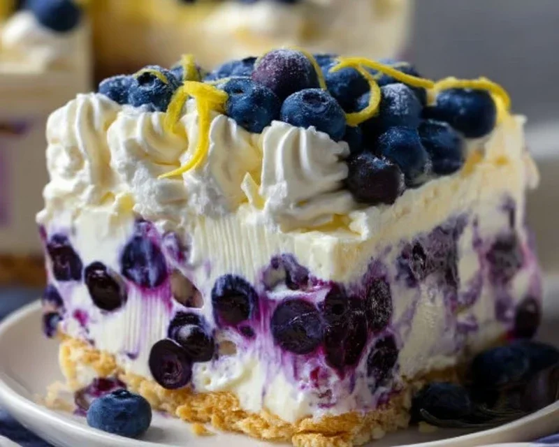 No-Bake Lemon dazzling Blueberry cream Cake
