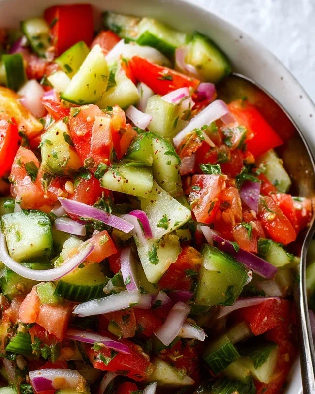 Mediterranean Salad with Cucumber, Tomato and Onion