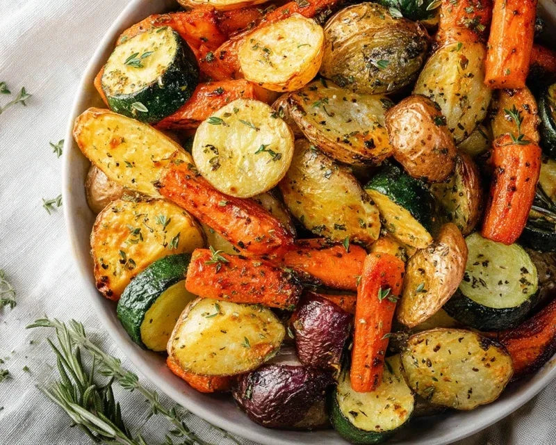 Garlic Herb Roasted Potatoes Carrots and Zucchini