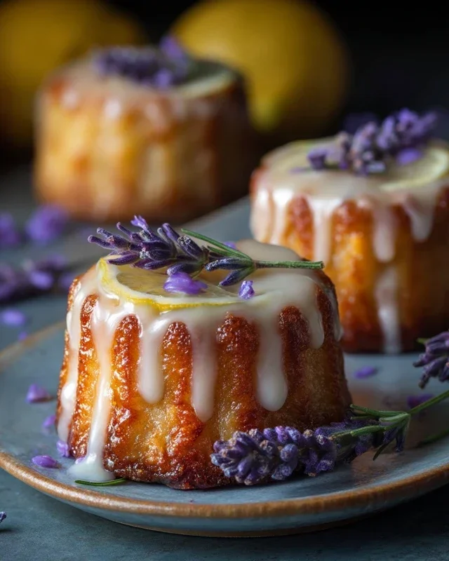 Mini Lemon Cakes With Lavender Glaze