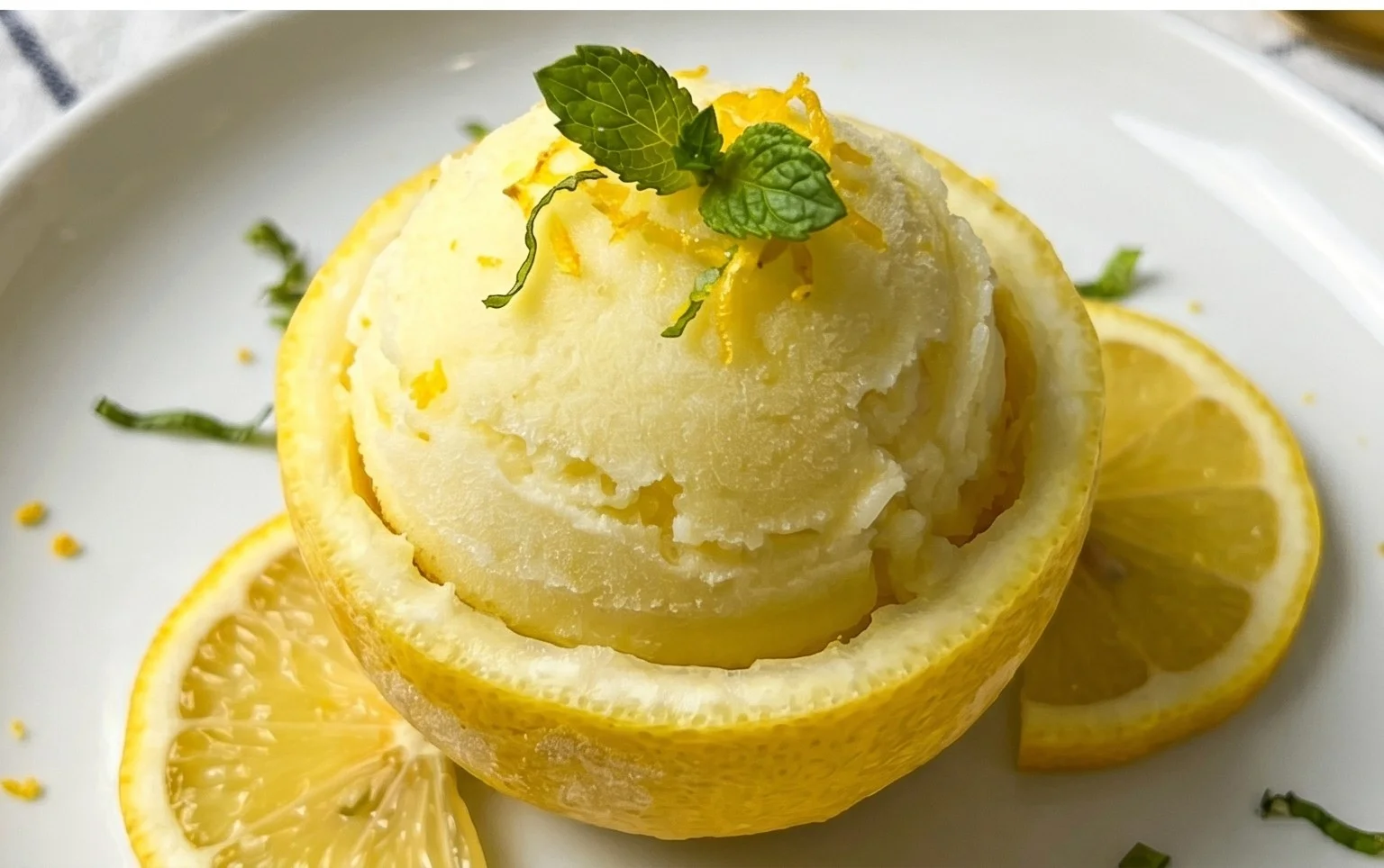 Sorbetto di Limone Dressed Up in a Frozen Lemon Shell
