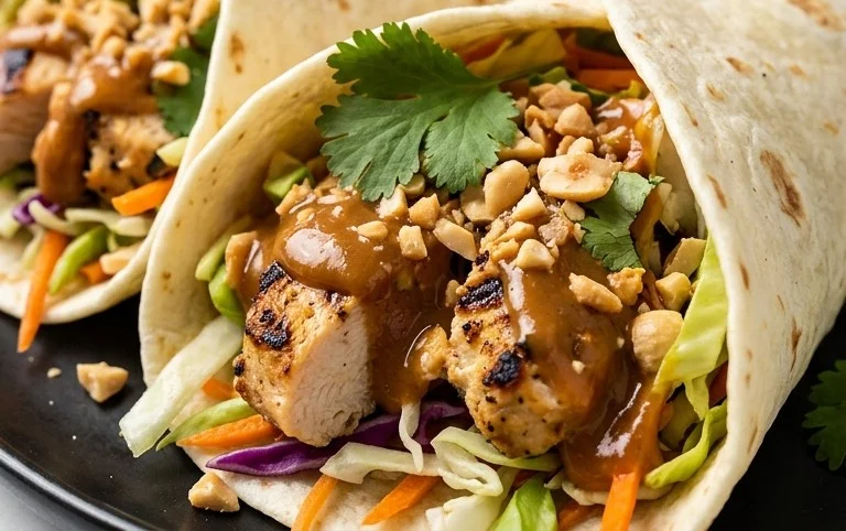 Thai Peanut Chicken Wraps
