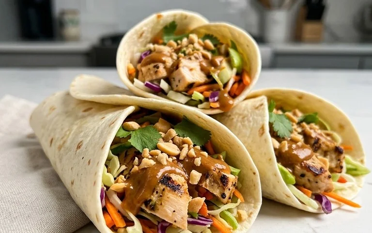 Thai Peanut Chicken Wraps