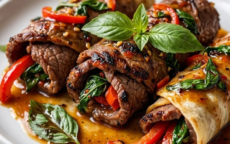 Thai Basil Beef Rolls