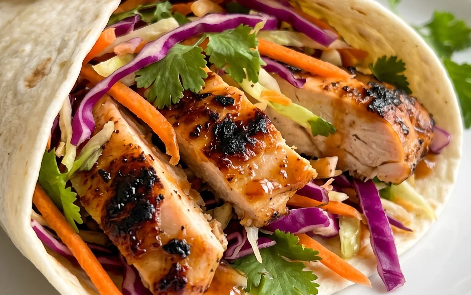 Thai Chicken Wrap with Crunchy Asian Slaw
