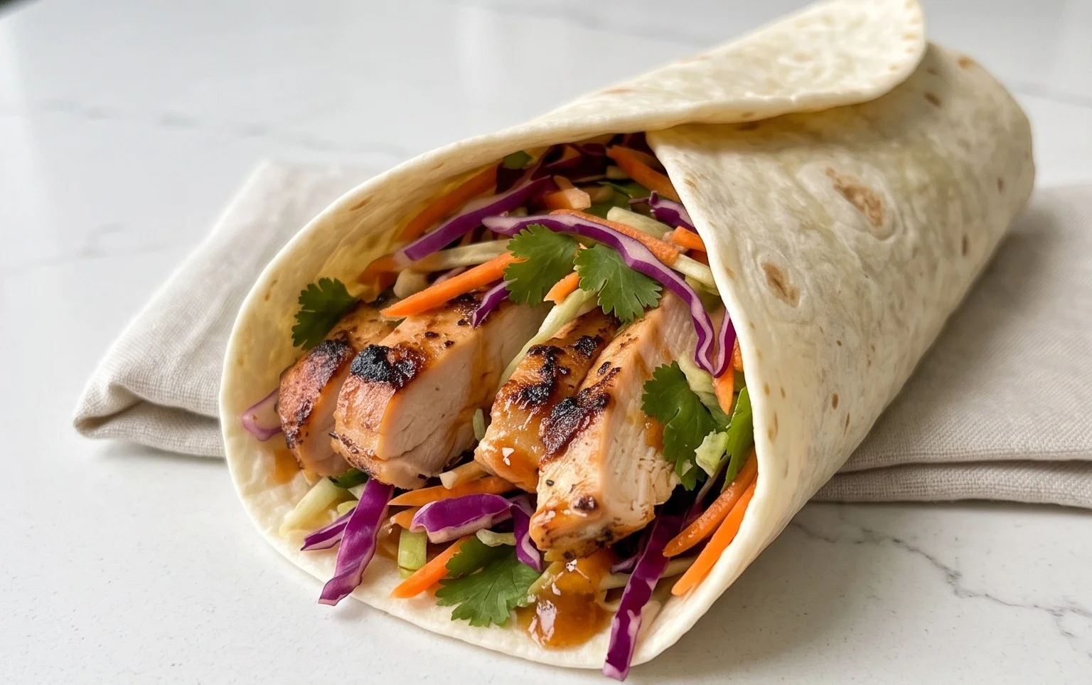 Thai Chicken Wrap with Crunchy Asian Slaw